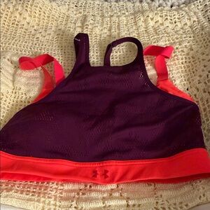 Under Armour Plum Sports Bra with Coral Band